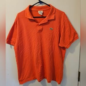 Lacoste Polo Shirt Men's Size 6 (XL) Orange Short Sleeve 100% Cotton